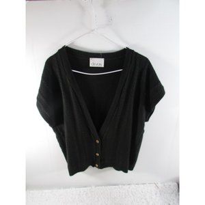 Devon Black Knit Sweater Cardigan Button Front, women’s size large